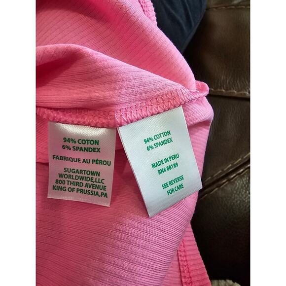 Lilly Pulitzer Cropped Top Minnie Knit Ribbed Confetti Pink Metalic Size Large - Picture 9 of 10